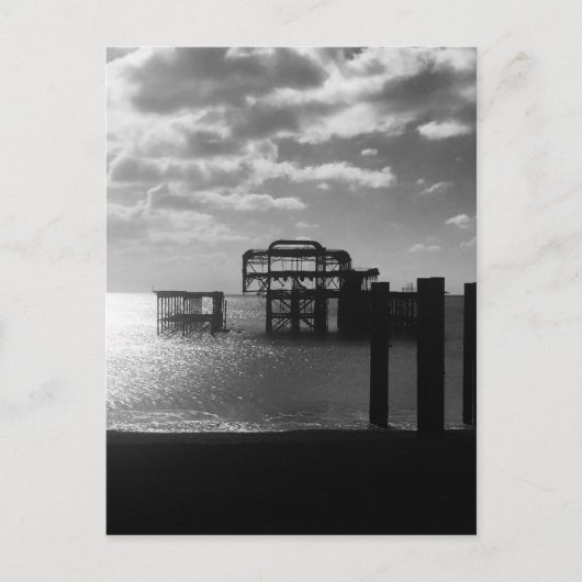 Brighton West Pier schwarz-weiß Postkarte (Vorderseite)