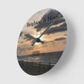 Brighton West Pier Sunrise Foto Runde Wanduhr (Winkel)