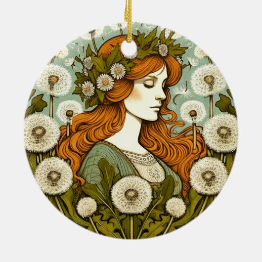 Brigid Goddess Dandelion Keramik Ornament (Hinten)