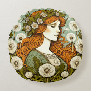 Brigid Goddess Dandelion Rundes Kissen