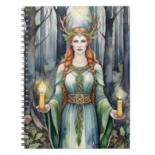 Brigid Imbolc Candlelight Forest Celtic Wiccan Notizblock