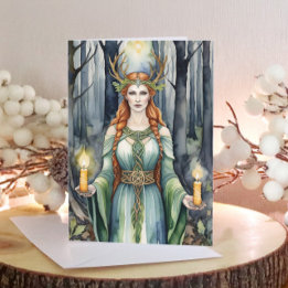 Brigid Imbolc Candlemas Forest Celtic Wiccan Feiertagskarte