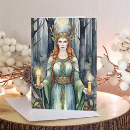 Brigid Imbolc Candlemas Forest Celtic Wiccan Feiertagskarte