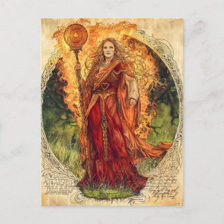 Brigid  keltische Göttin des Feuers und der Heilun Postkarte