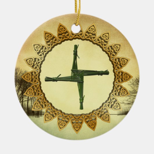 Brigid’s Cross Imbolc Pagan Wiccan Altar Holiday Keramik Ornament (Vorne)