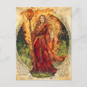 Brigide keltische Göttin des Feuers und der Heilun Postkarte