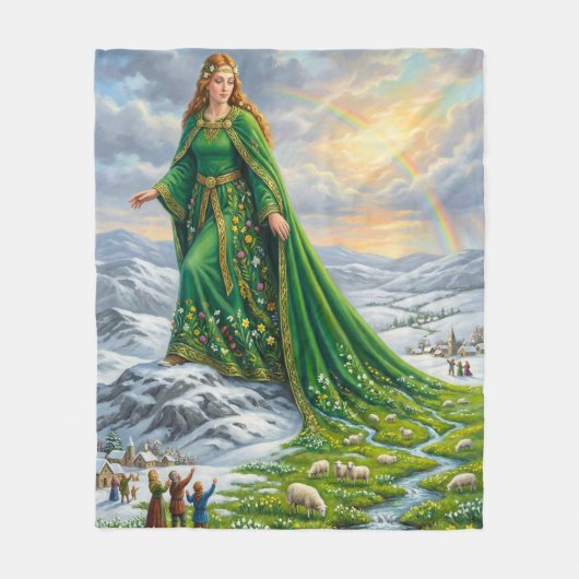 Brigids Mantel (Frühling bringen) Fleecedecke (Vorderseite)