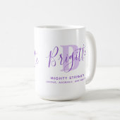 Brigittenname bedeutet Monogramm B lila Text Kaffeetasse (VorderseiteRechts)