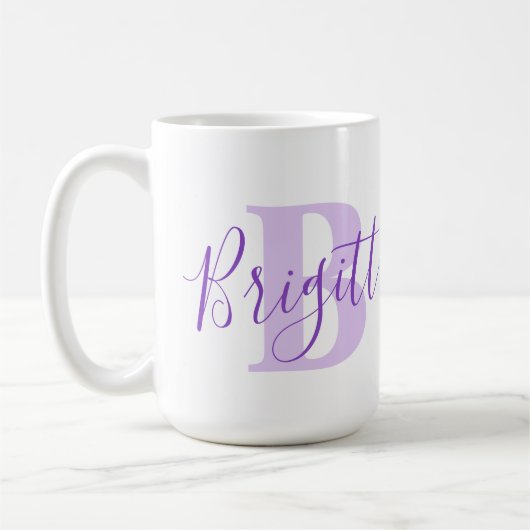 Brigittenname bedeutet Monogramm B lila Text Kaffeetasse (Links)