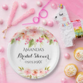 Briidal Dusche Rosa Blumengestelle weiß Name Pappteller (Party)