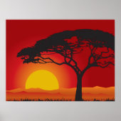 Briliant roter Sonnenuntergang unter dem Bonsai-Ba Poster (Vorne)