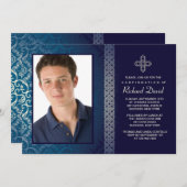 Brillantblau-Foto-Einladung (Horizontal) Einladung (Vorne/Hinten)