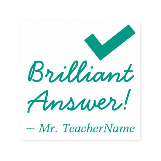"Brillante Antwort!" + Teacher's Name Rubber Brief Permastempel (Design)