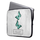 Brillante Aquamarine Schmetterlinge Laptopschutzhülle (Vorderseite Links)
