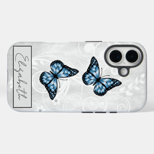 Brillante blaue Schmetterlinge Case-Mate iPhone Hülle (Rückseite (Horizontal))