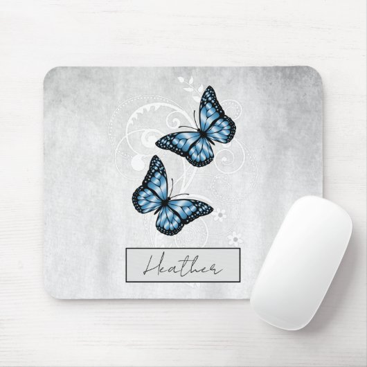Brillante blaue Schmetterlinge Mousepad (Mit Mouse)