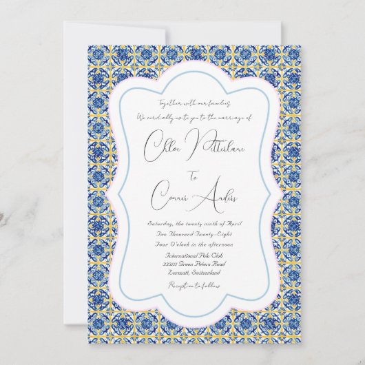 Brillante Blauzungentafel Hochzeit Einladung (Vorderseite)