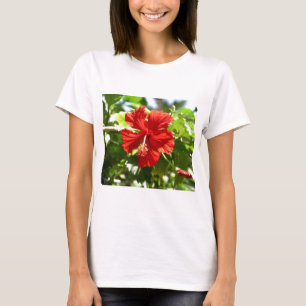 Brillante Blume des Roten Hawaiianischen Hibiskus T-Shirt