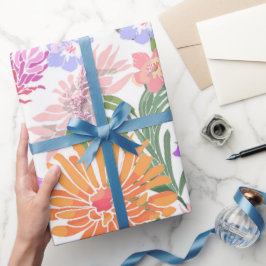 Brillante Blume Lila Blue Pink Orange Geschenkpapier