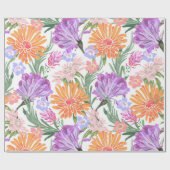 Brillante Blume Lila Blue Pink Orange Geschenkpapier (Flach)