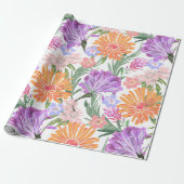 Brillante Blume Lila Blue Pink Orange Geschenkpapier (Ungerollt)