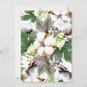 Brillante Cotton Bloom Watercolor Hochzeit Einladung (Rückseite)