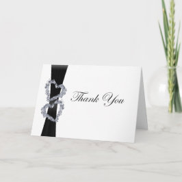 Brillante Herzen: schwarze Schleife und DiamantenH Dankeskarte