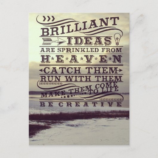 Brillante Idee vom Himmel Sei kreativ gefroren See Postkarte (Vorderseite)