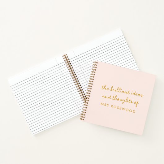 Brillante Lehrerin | Modernes Rosa und Gold Notizblock (Innenseite)