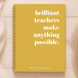 Brillante Lehrerin Mustard Yellow Retro Typografie Notizblock