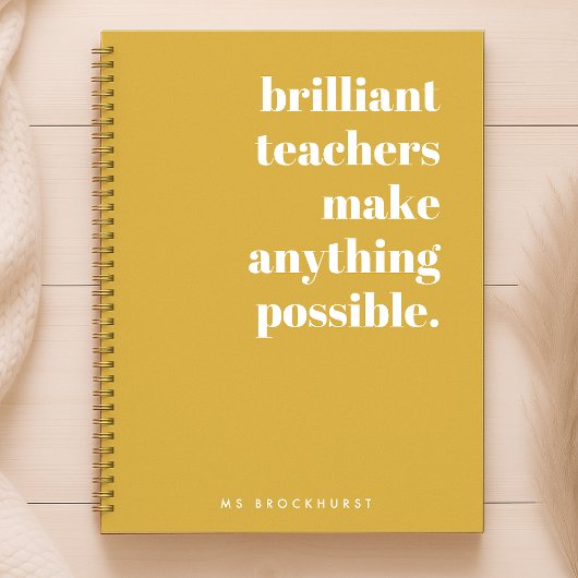 Brillante Lehrerin Mustard Yellow Retro Typografie Notizblock