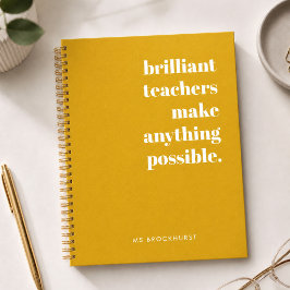 Brillante Lehrerin Mustard Yellow Retro Typografie Notizblock