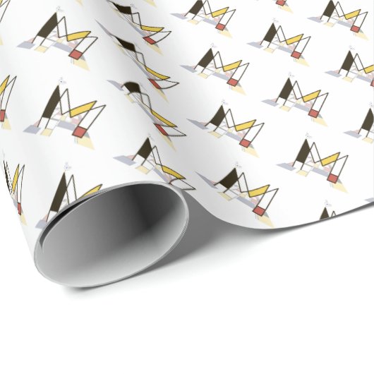 Brillante Neoplastik Art Monogram. Buchstabe M Geschenkpapier (Rolleneckpunkt)