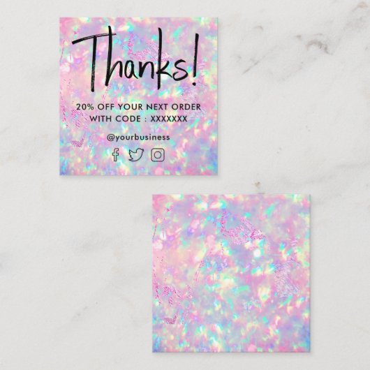 Brillante Opal-Textur-Discount-Karte Quadratische Visitenkarte (Vorne/Hinten)