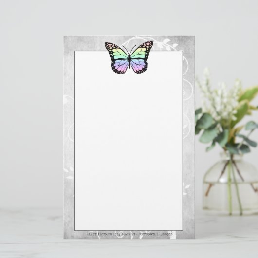 Brillante Rainbow Butterfly Stationierung Briefpapier (Stehend Vorderseite)