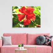 Brillante Red Hibiskus Blume Canvas Print Leinwanddruck (Insitu (Wohnzimmer))