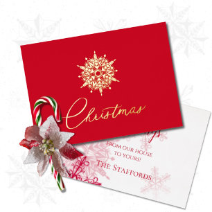 Brillante Red Solitaire Snow Foliday Card Folien Feiertagskarte