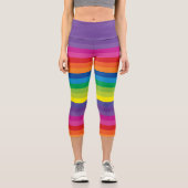 Brillante Regenbogenstreifen Capri Leggings (Vorderseite)