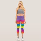 Brillante Regenbogenstreifen Capri Leggings (Vorderseite)