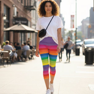 Brillante Regenbogenstreifen Capri Leggings