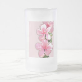 Brillante Rosa Hibiskus Blume Mattglas Bierglas