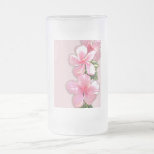 Brillante Rosa Hibiskus Blume Mattglas Bierglas