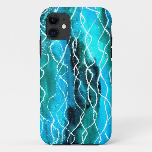 Brillante Türkis, Schwarz, Weiße Waves Case-Mate iPhone Hülle (Rückseite)
