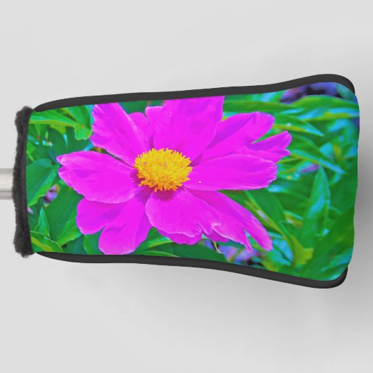 Brillante Ultra-Violet-Peony mit gelbem Zentrum Golf Headcover (Vorderseite)