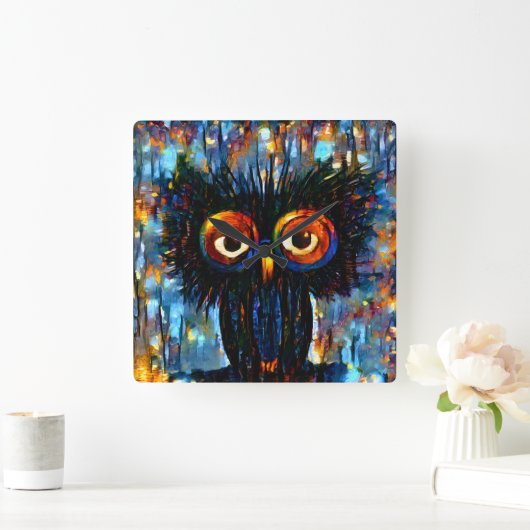 Brillante und kluge Eule Quadratische Wanduhr (Zuhause)