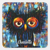 Brillante und kluge Eule Quadratischer Aufkleber (Vorderseite)