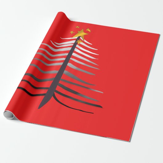 Brillanter Weihnachtsbaum mit Star Geschenkpapier (Ungerollt)