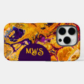 Brillantes Gelborange-Fraktal Design Case-Mate iPhone Hülle (Rückseite (Horizontal))