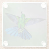 Brillantes Green & Blue Hummingbird mit Wings Open Glasuntersetzer (Rückseite)
