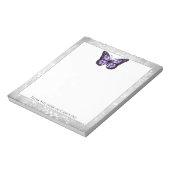 Brillantes Lila Butterfly Notepad Notizblock (Rotiert)